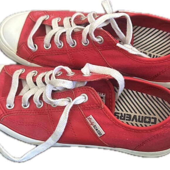 Converse Shoes - NWOT - Converse Lady All Star Red Cotton with Leather Size 7 RARE!